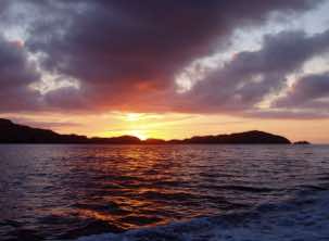 Coming home again: sunset over Vementry isle.